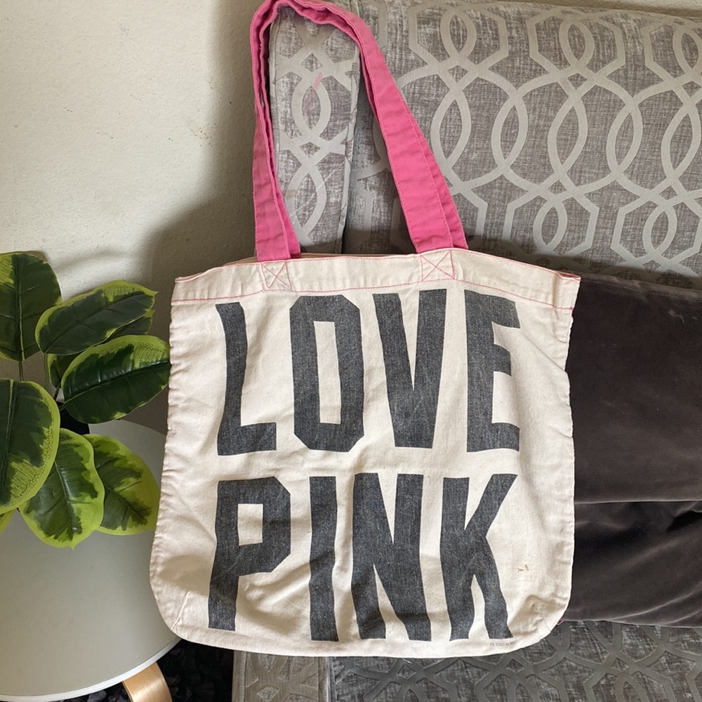 💕🤍PINK Victoria Secret Canvas Tote Bag💕🤍